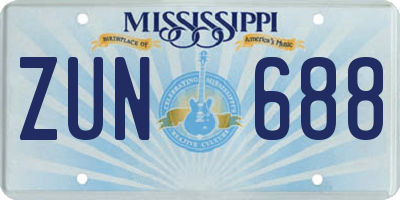 MS license plate ZUN688