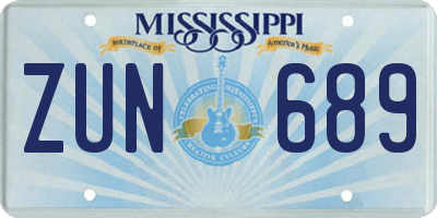 MS license plate ZUN689