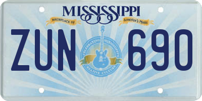 MS license plate ZUN690