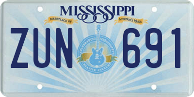 MS license plate ZUN691