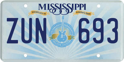 MS license plate ZUN693