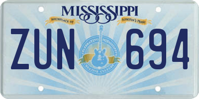 MS license plate ZUN694
