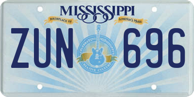 MS license plate ZUN696