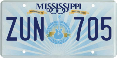 MS license plate ZUN705