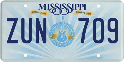 MS license plate ZUN709