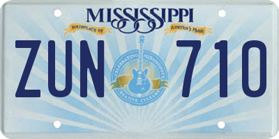 MS license plate ZUN710
