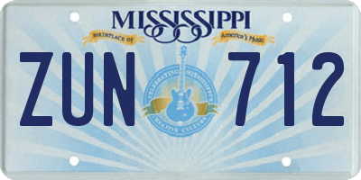 MS license plate ZUN712
