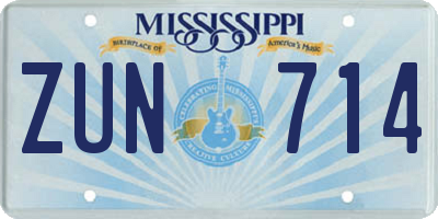 MS license plate ZUN714
