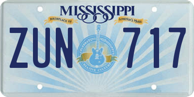 MS license plate ZUN717