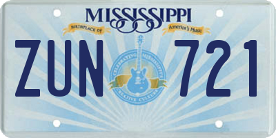 MS license plate ZUN721