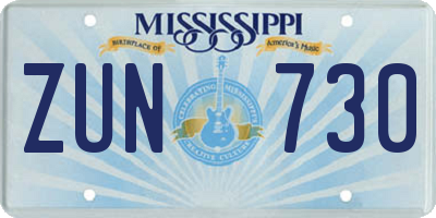 MS license plate ZUN730