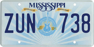 MS license plate ZUN738
