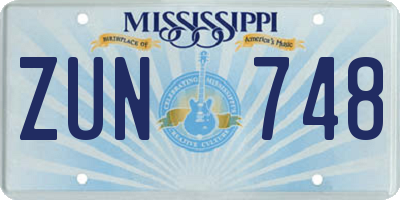 MS license plate ZUN748
