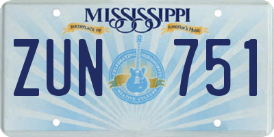 MS license plate ZUN751