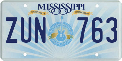 MS license plate ZUN763