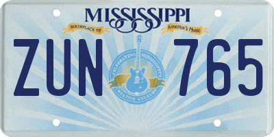 MS license plate ZUN765