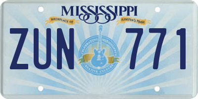 MS license plate ZUN771
