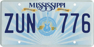 MS license plate ZUN776