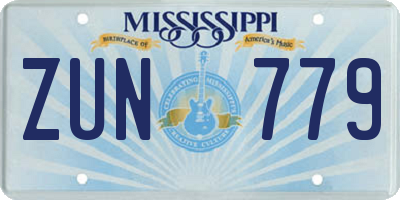 MS license plate ZUN779