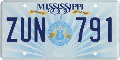 MS license plate ZUN791