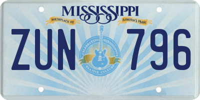 MS license plate ZUN796