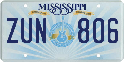 MS license plate ZUN806
