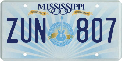 MS license plate ZUN807