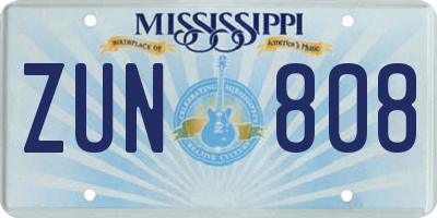 MS license plate ZUN808