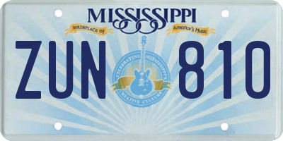 MS license plate ZUN810