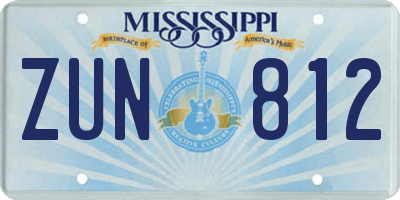 MS license plate ZUN812