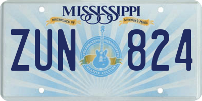 MS license plate ZUN824