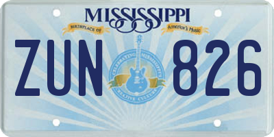 MS license plate ZUN826