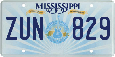 MS license plate ZUN829