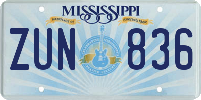 MS license plate ZUN836