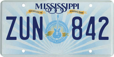 MS license plate ZUN842