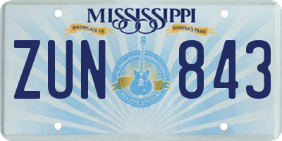 MS license plate ZUN843