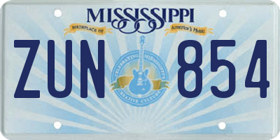 MS license plate ZUN854