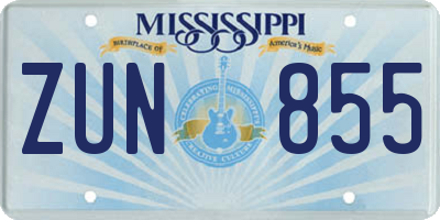 MS license plate ZUN855