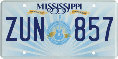 MS license plate ZUN857