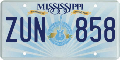 MS license plate ZUN858