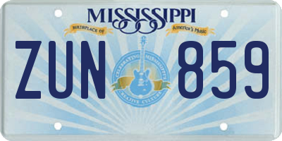 MS license plate ZUN859