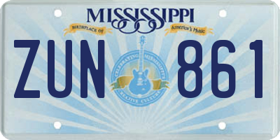 MS license plate ZUN861