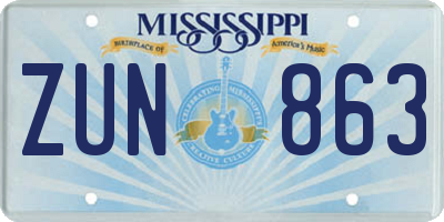 MS license plate ZUN863