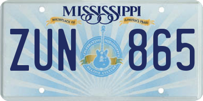 MS license plate ZUN865