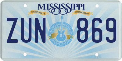 MS license plate ZUN869