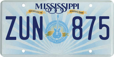 MS license plate ZUN875