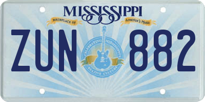 MS license plate ZUN882