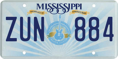 MS license plate ZUN884