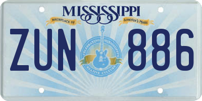MS license plate ZUN886