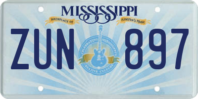MS license plate ZUN897